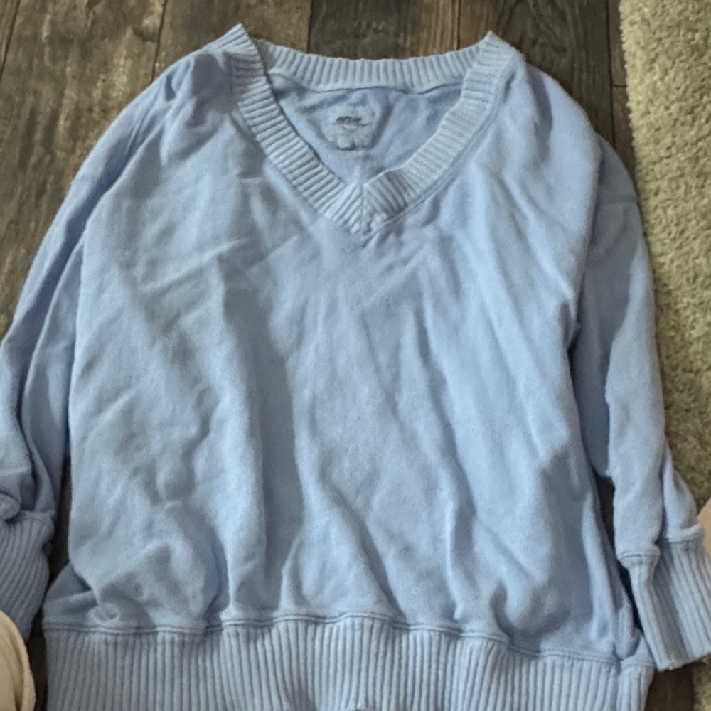 Aerie Soft Blue V-Neck Sweater